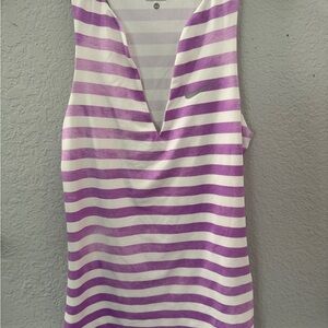 Nike Dri Fit Women's Size XS Tank Sleeveless Purple Striped Polyester V-Neck